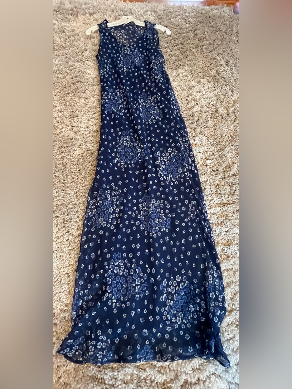 Jalate Floral Maxi Dress Sleeveless navy blue